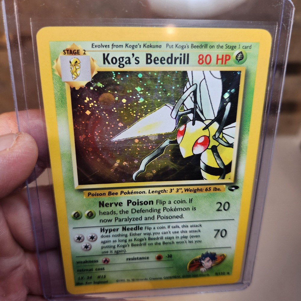 Pokemon Gym Challenge Koga Beedrill Holo Rare 9/132 Vintage WOTC Card 1999-2000